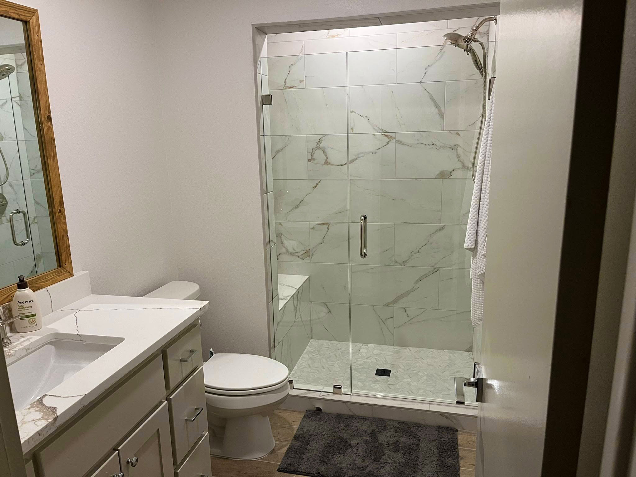 Custom master bathroom remodel with tile and freestanding tub, Heber Springs AR